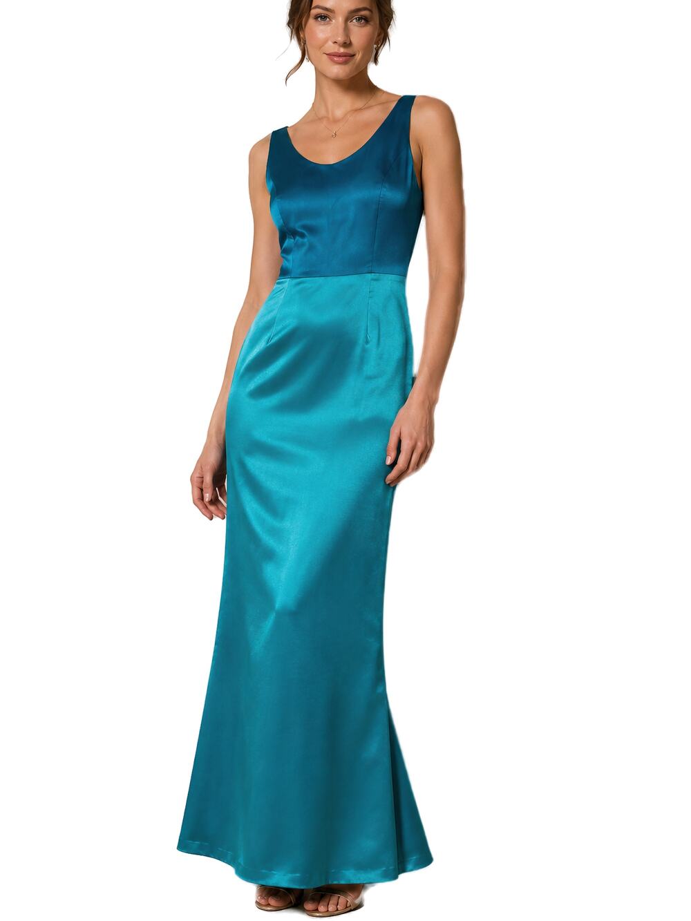 Vintage 60s Blue Maxi Dress Sateen Gown Size Small